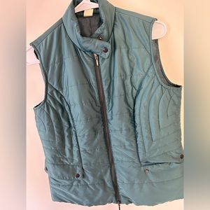 Sigrid Olson Women’s Teal Blue Zip-Front Puffer Vest w/Pockets